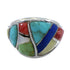 Southwestern Multicolor Inlay Sterling Silver Ring Size 8-3/4 AX53138